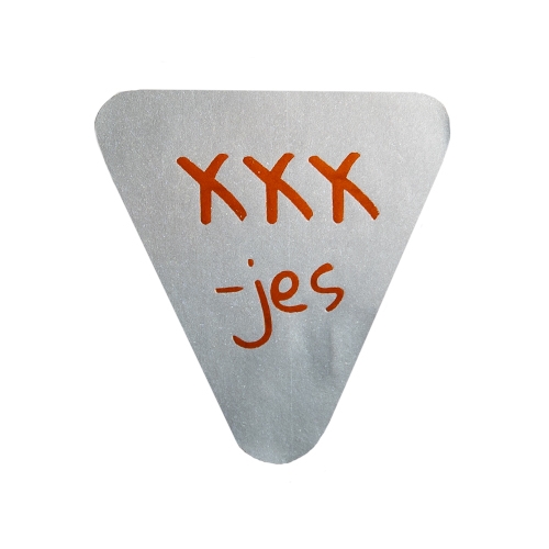 Label XXX-jes matte silver/shiny orange 500pcs