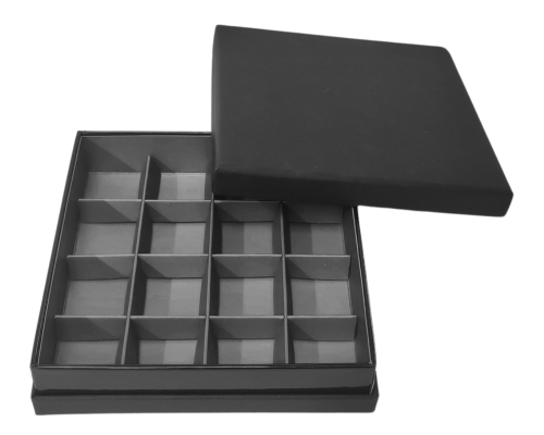 Portofino box L139xW139xH31mm + compartments black warm grey