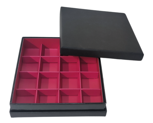 Portofino box L139xW139xH31mm + compartments black dahlia